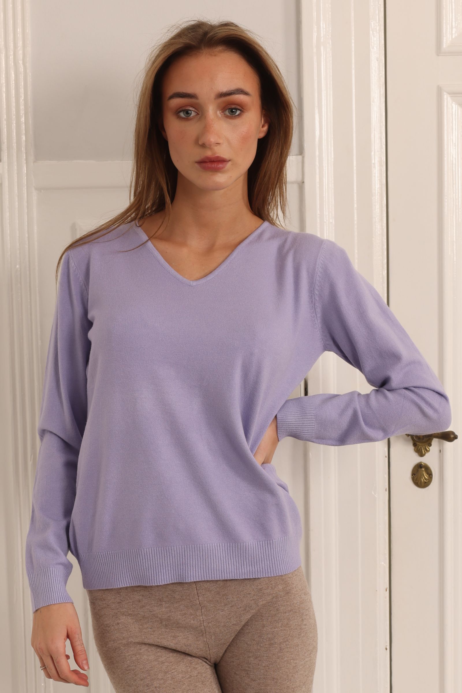 V-neck Blouse Style 1253-1/lilac