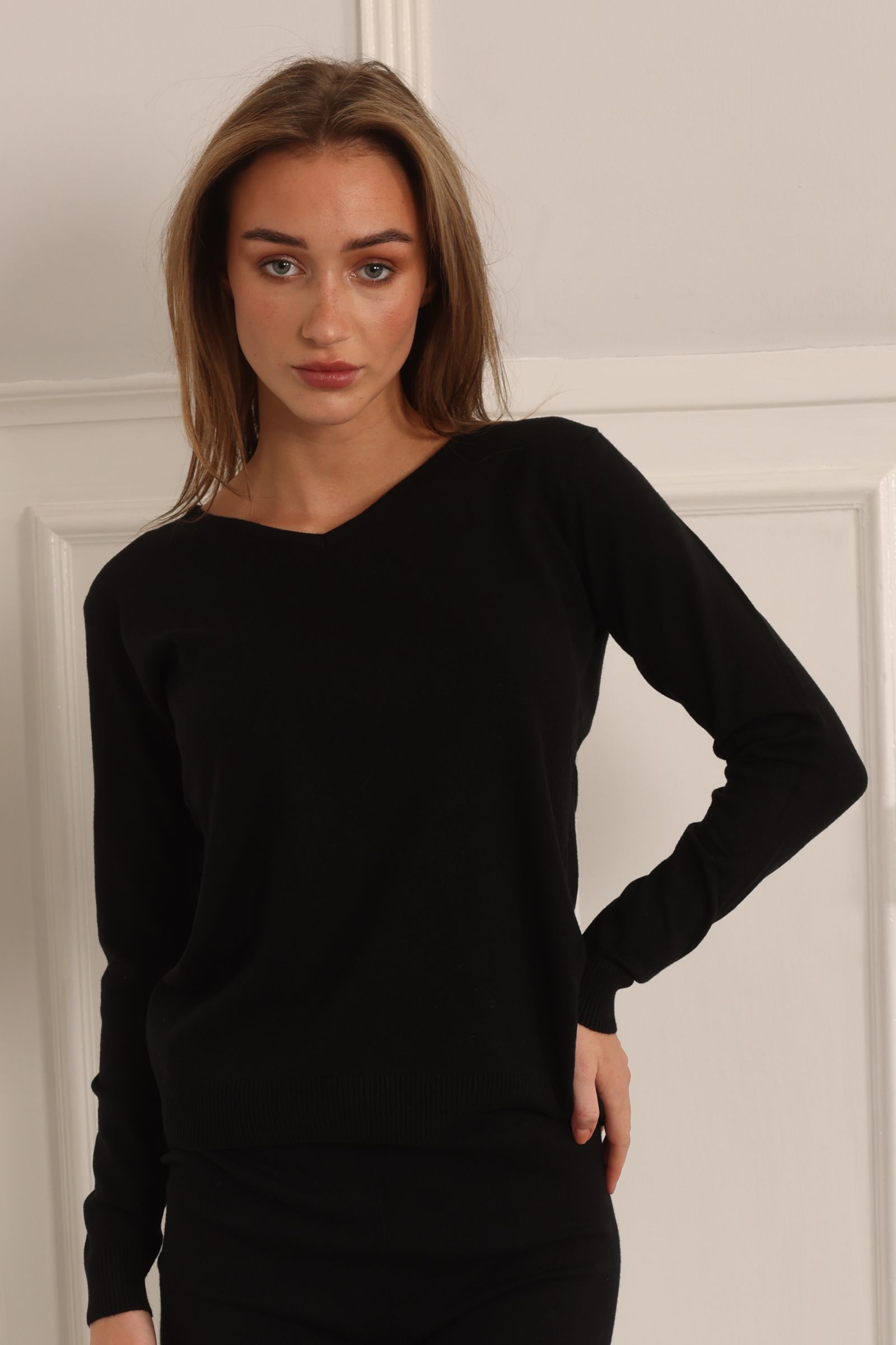 V-neck Blouse Style 1253-1/black