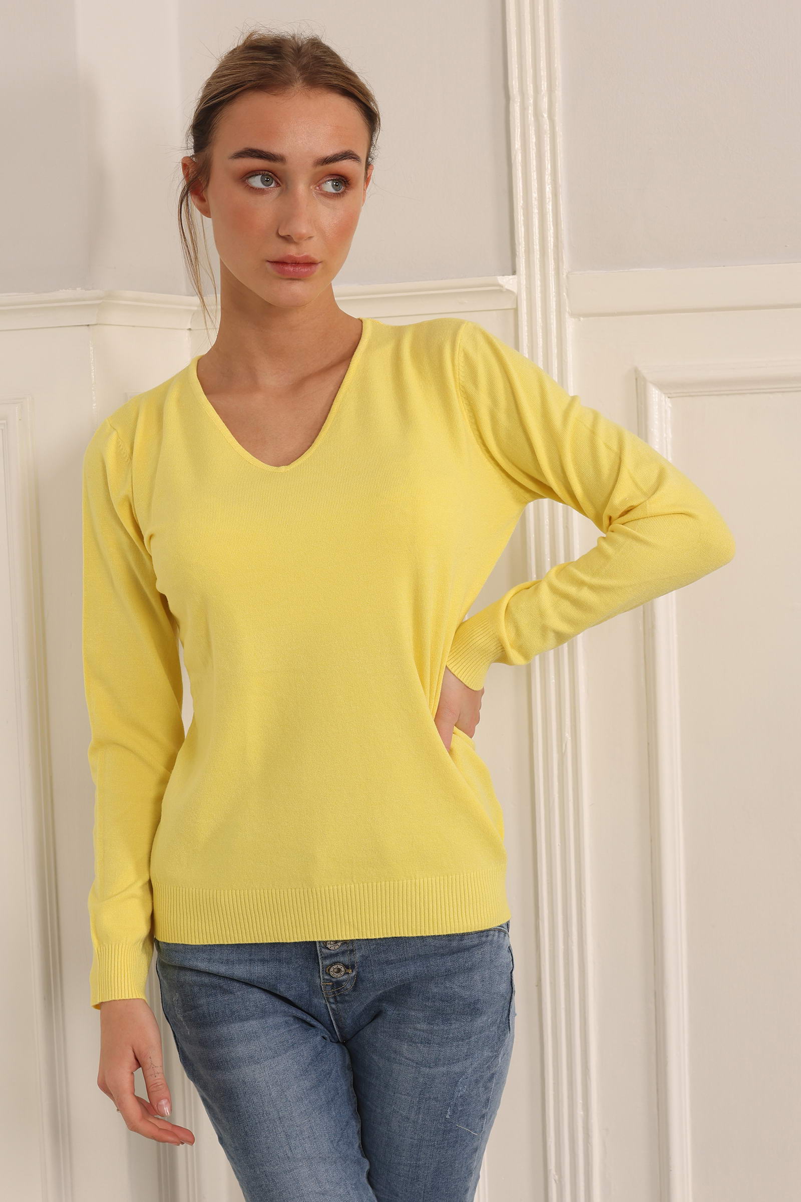 V-neck Blouse Style 1253-1/yellow