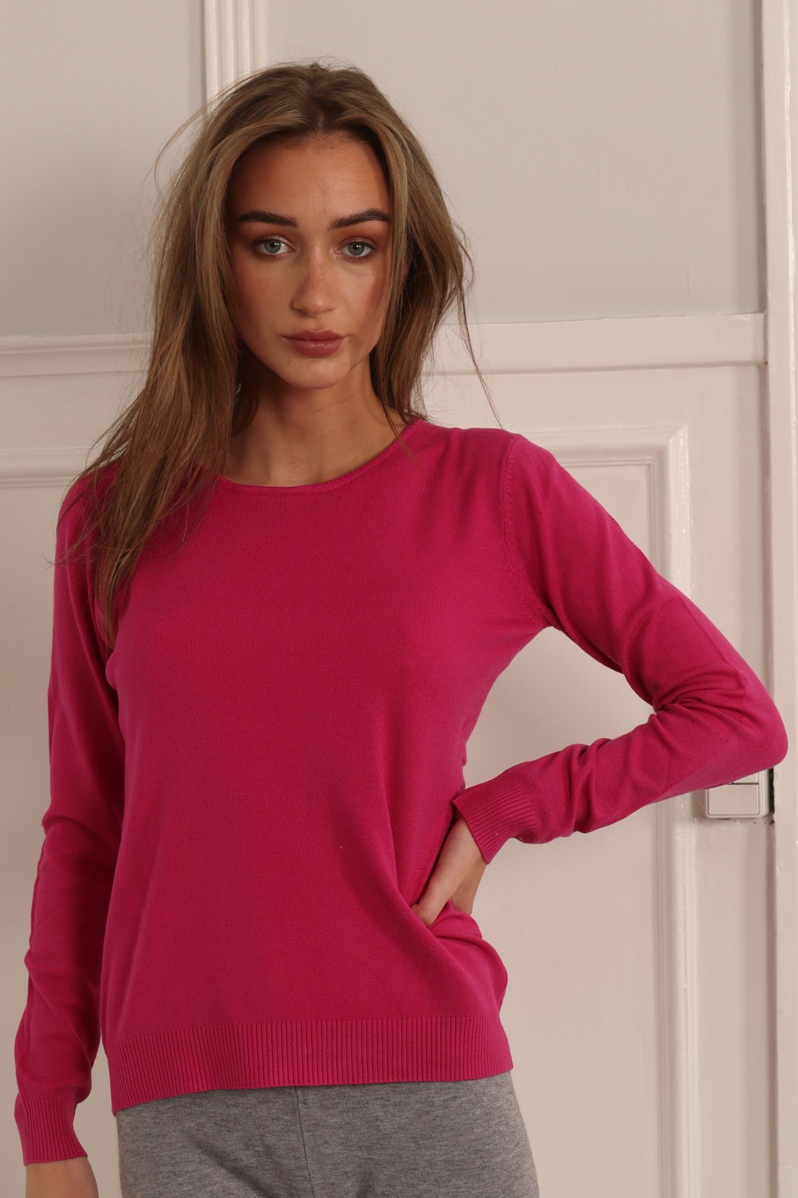 Round neck Blouse Style 1253/fuchsia