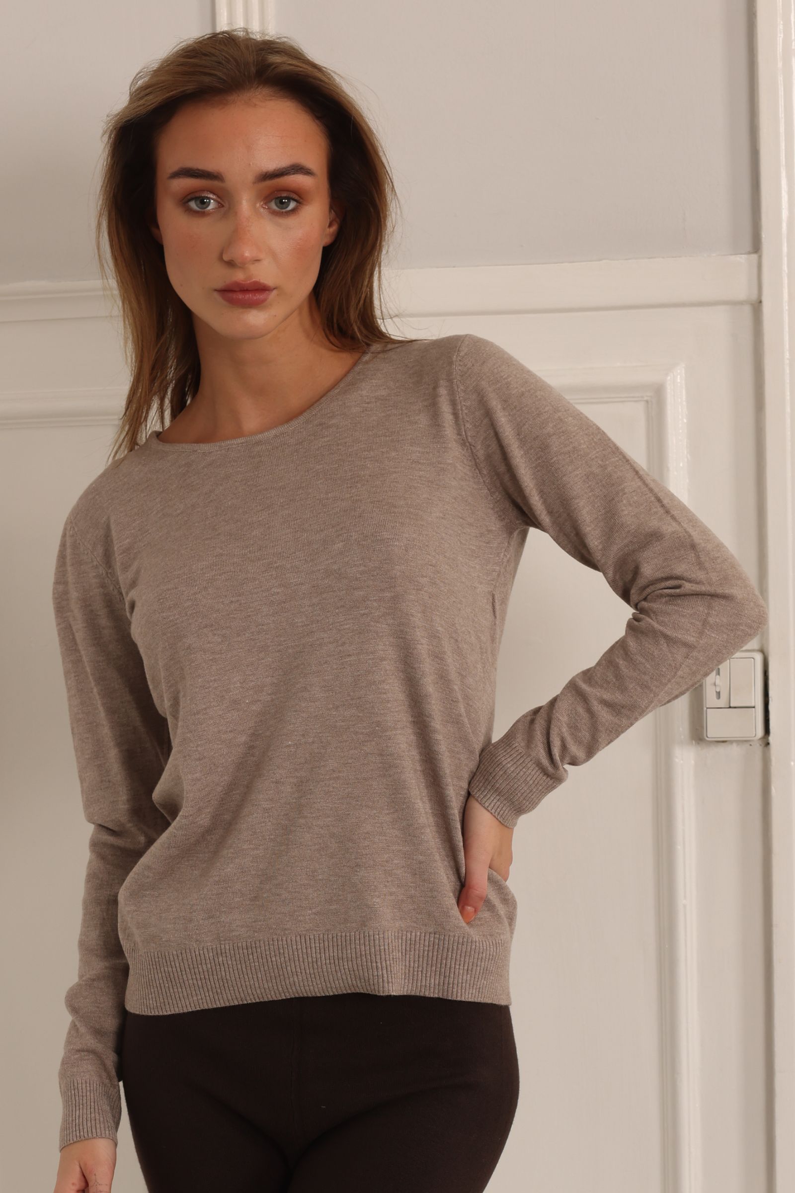 Round neck Blouse Style 1253/taupe