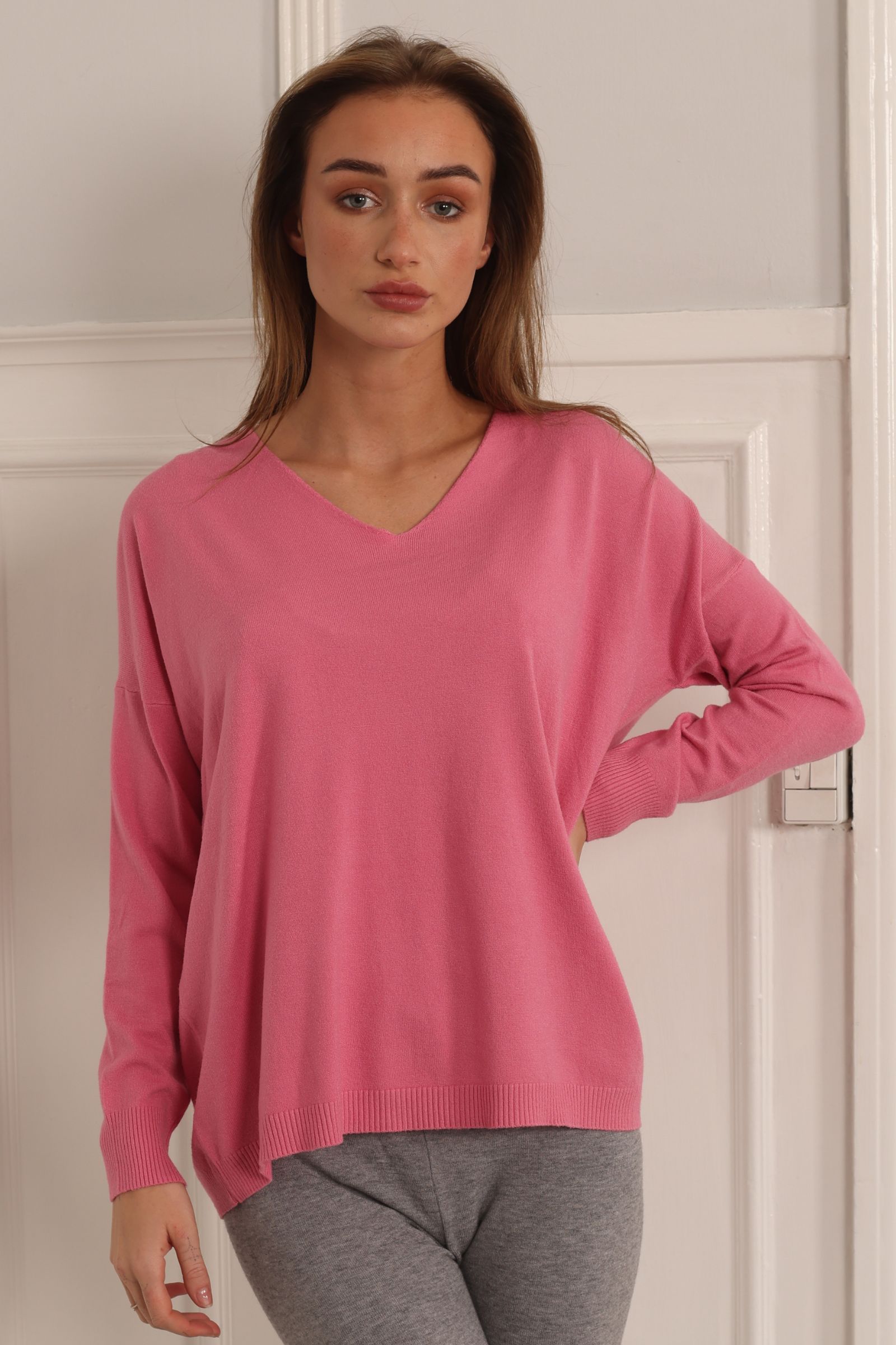 Soft V-neck Blouse Style 6342/pink