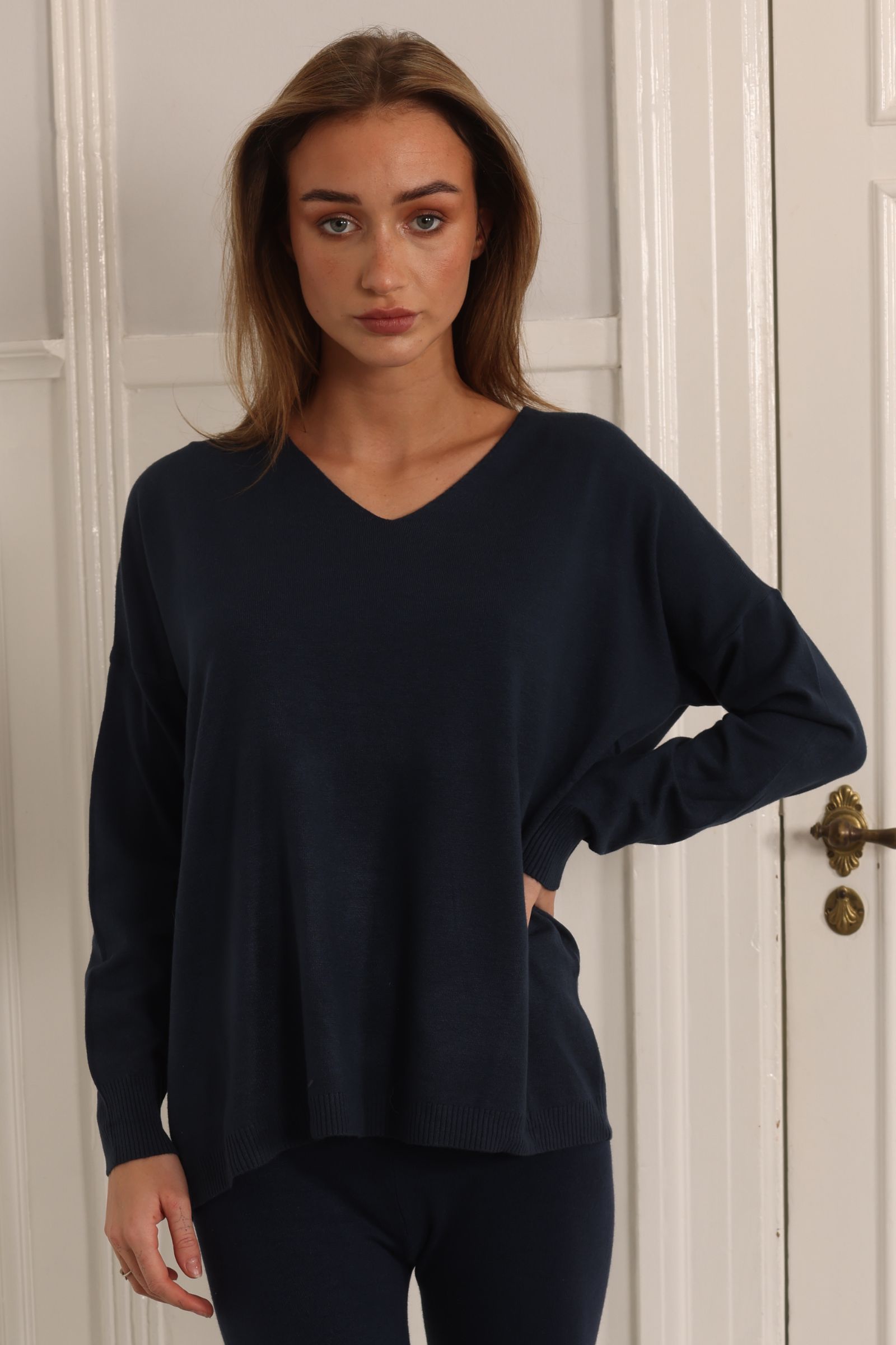 Soft V-neck Blouse Style 6342/navy