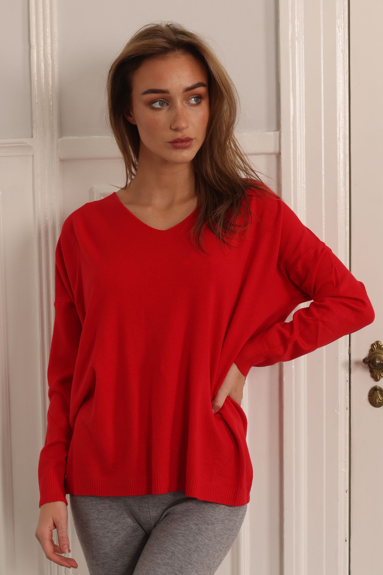 Soft V-neck Blouse Style 6342/red