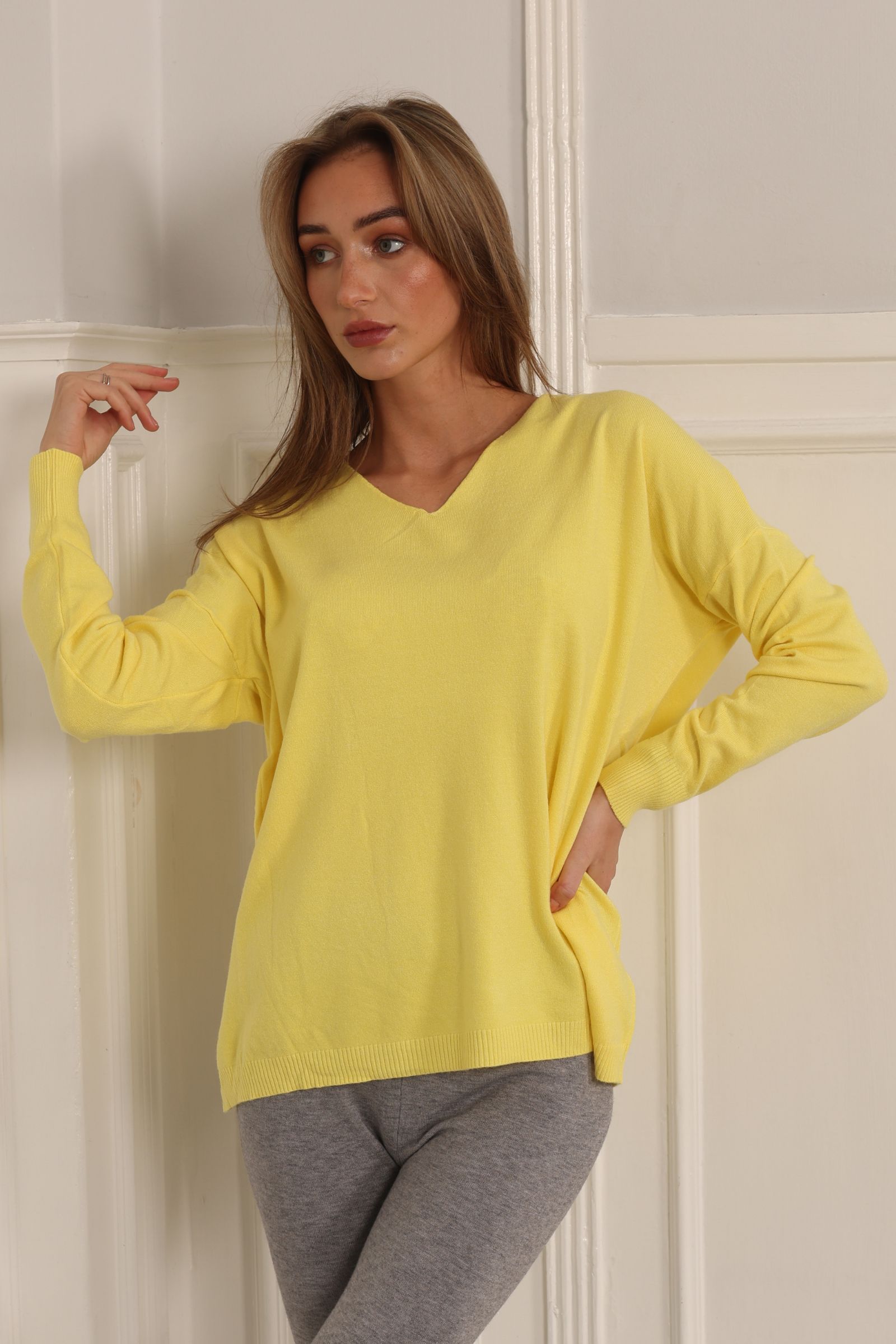 Soft V-neck Blouse Style 6342/yellow