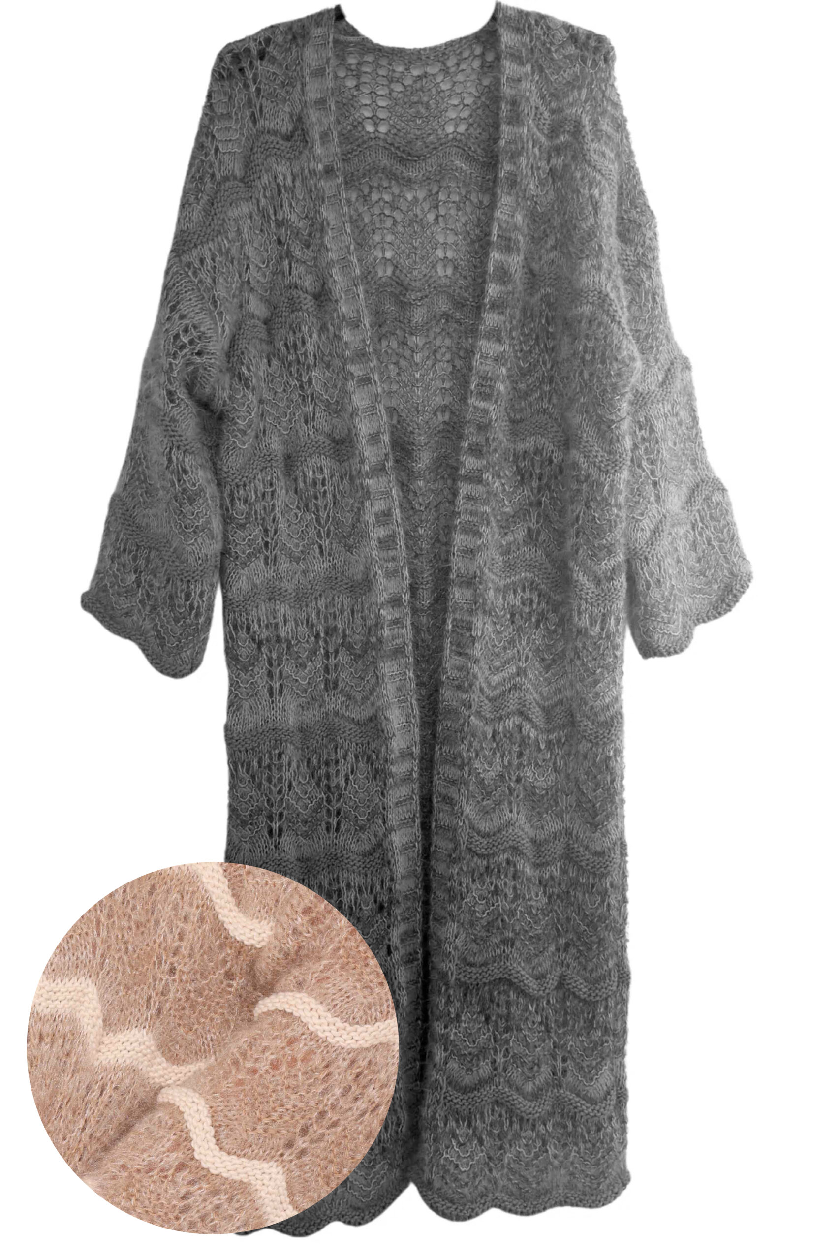 Cozy and Elegant Knit Cardigan - Style 25023 (Beige)