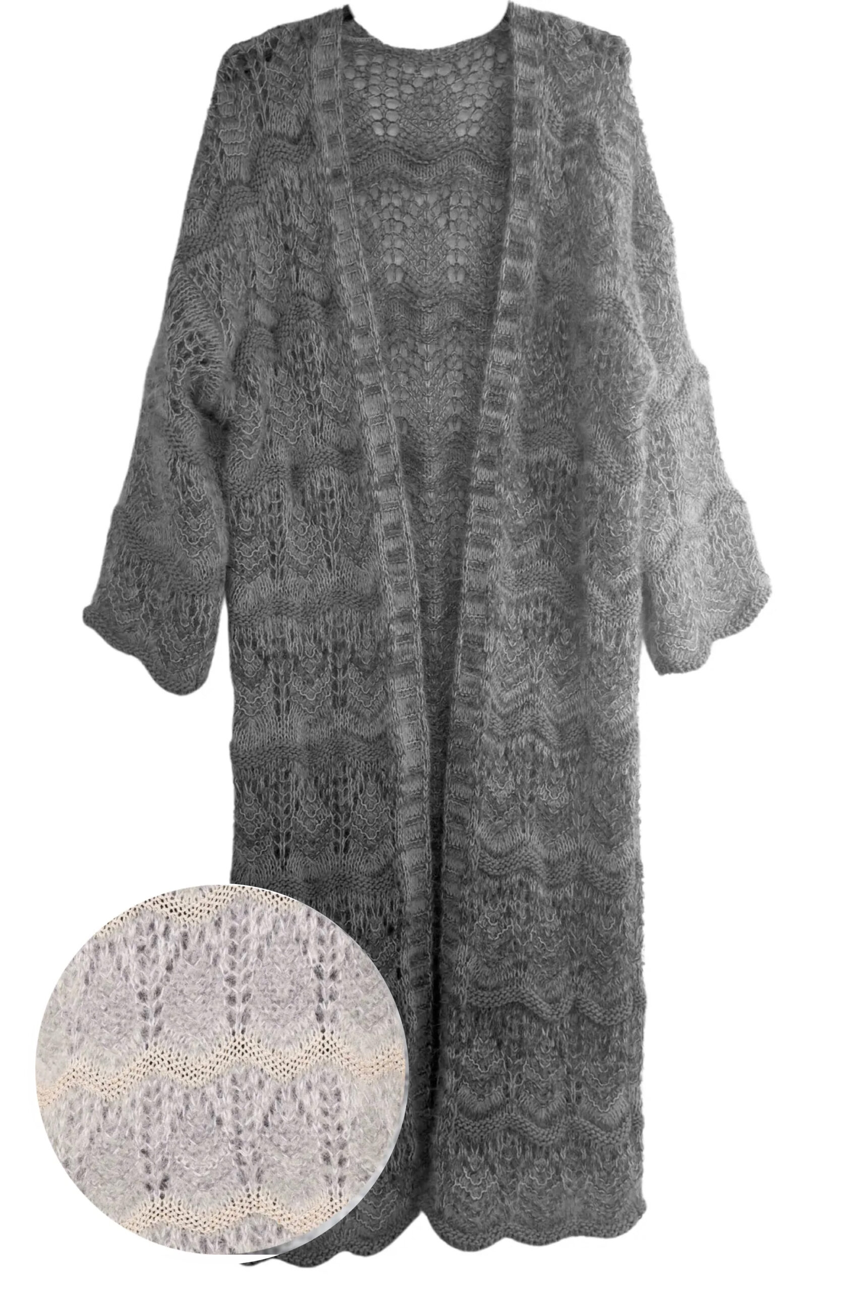 Cozy and Elegant Knit Cardigan - Style 25023 (Grey)